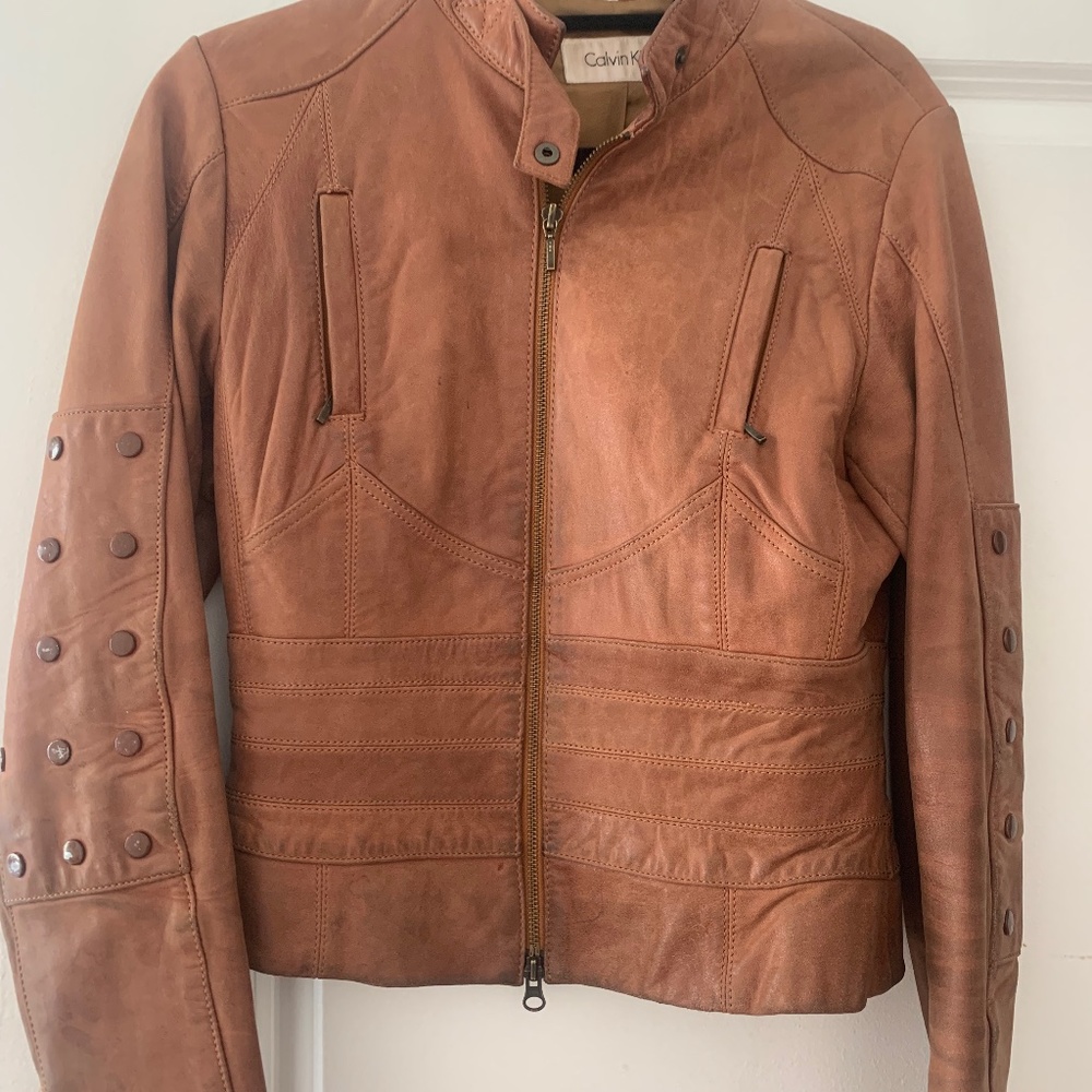 Calvin Klein Soft Calfskin Leather Jacket